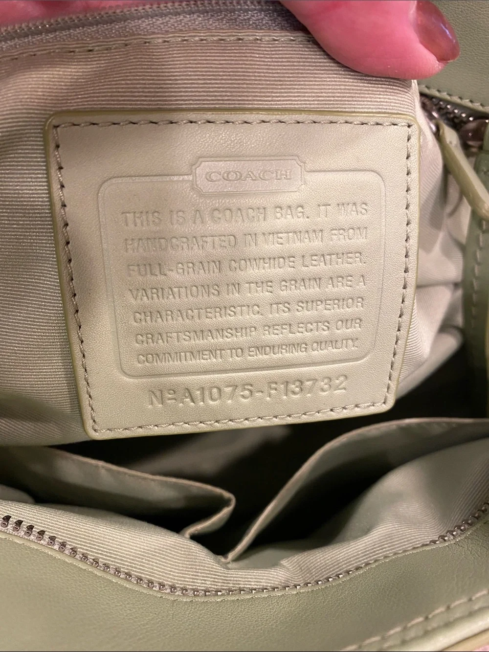 Coach Shoulder Leather Bag Purse Green F13732 Silver Colored Hardware - Picture 15 of 17